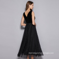 Ladies Sleeveless Deep V Beading Evening Dress